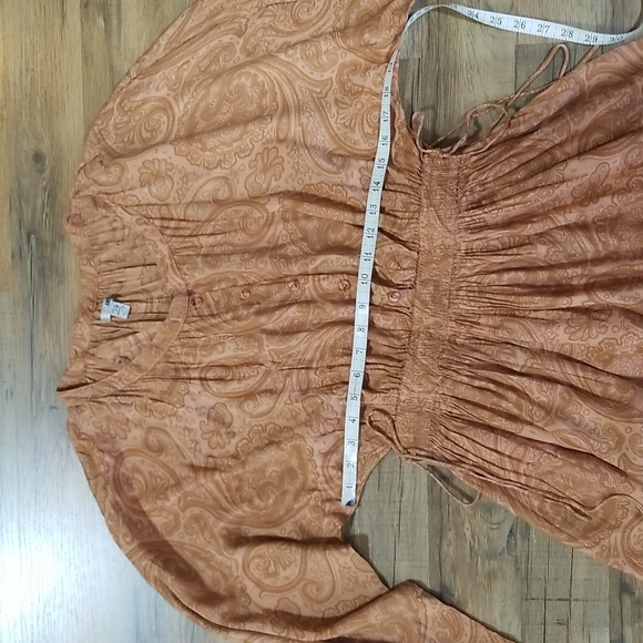 AMUSE SOCIETY Luciana Beach Vida Boho Coral Sand Paisley Peasant Mini Dress - Picture 6 of 15